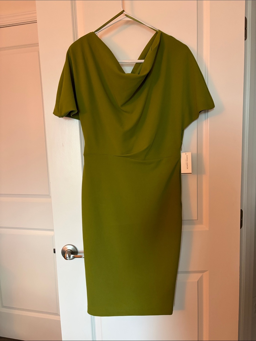 Alexia Admor Olive Green Cowl Neck Midi Dress